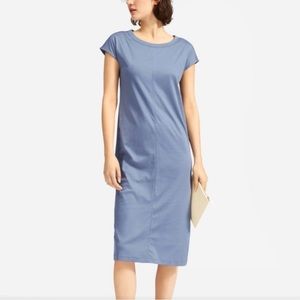 Everlane Dusty Blue Luxe Cotton Side Slit Midi Dress
